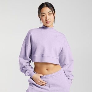 Gymshark Rest Day Sweats Cropped Pullover - Aura Lilac Marl - Small